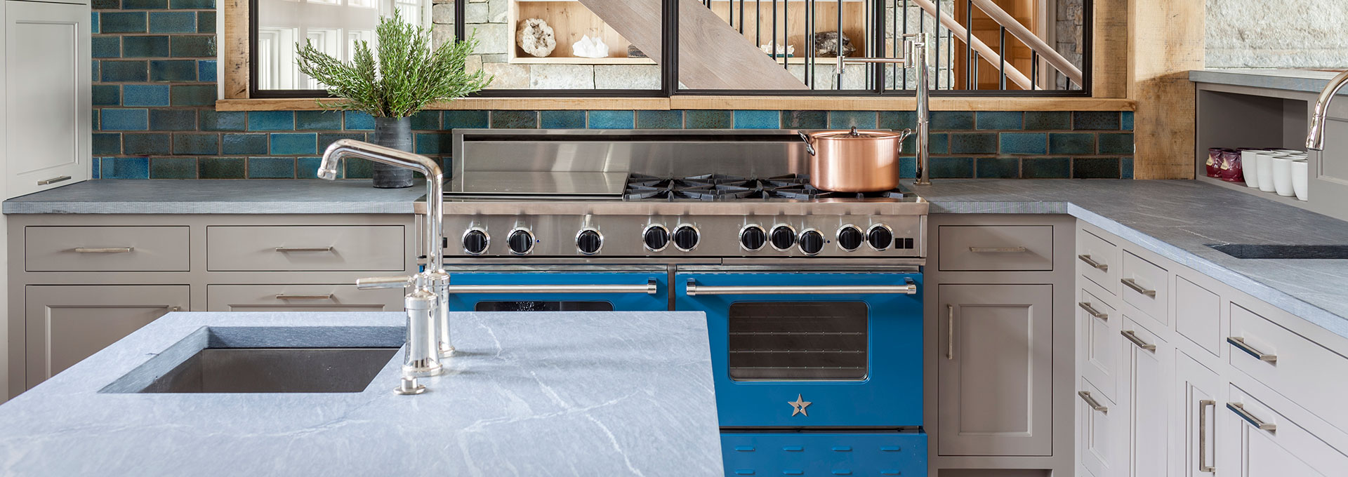 blue marble kitchen - marble material used in kitchens for durability